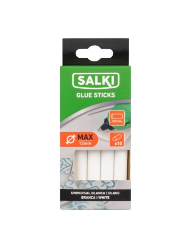 Barra de cola termofusible para uso universal blanca, ø12 x 120 mm, blister 10 uds