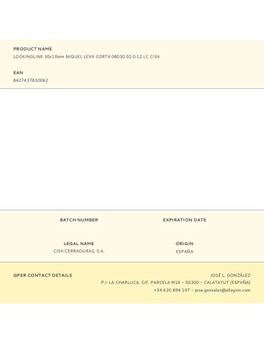 Lockingline 30x10mm niquel leva corta 08030.02.0.12.lc cisa