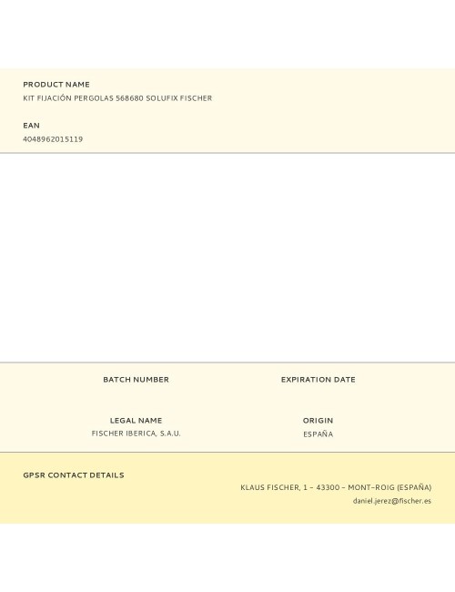 Kit fijación pergolas 568680 solufix fischer