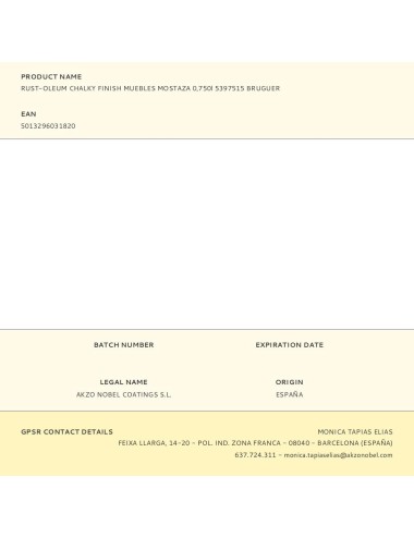 Rust-oleum chalky finish muebles mostaza, 750 ml