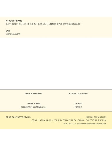 Rust-oleum chalky finish muebles azul intenso, 750 ml