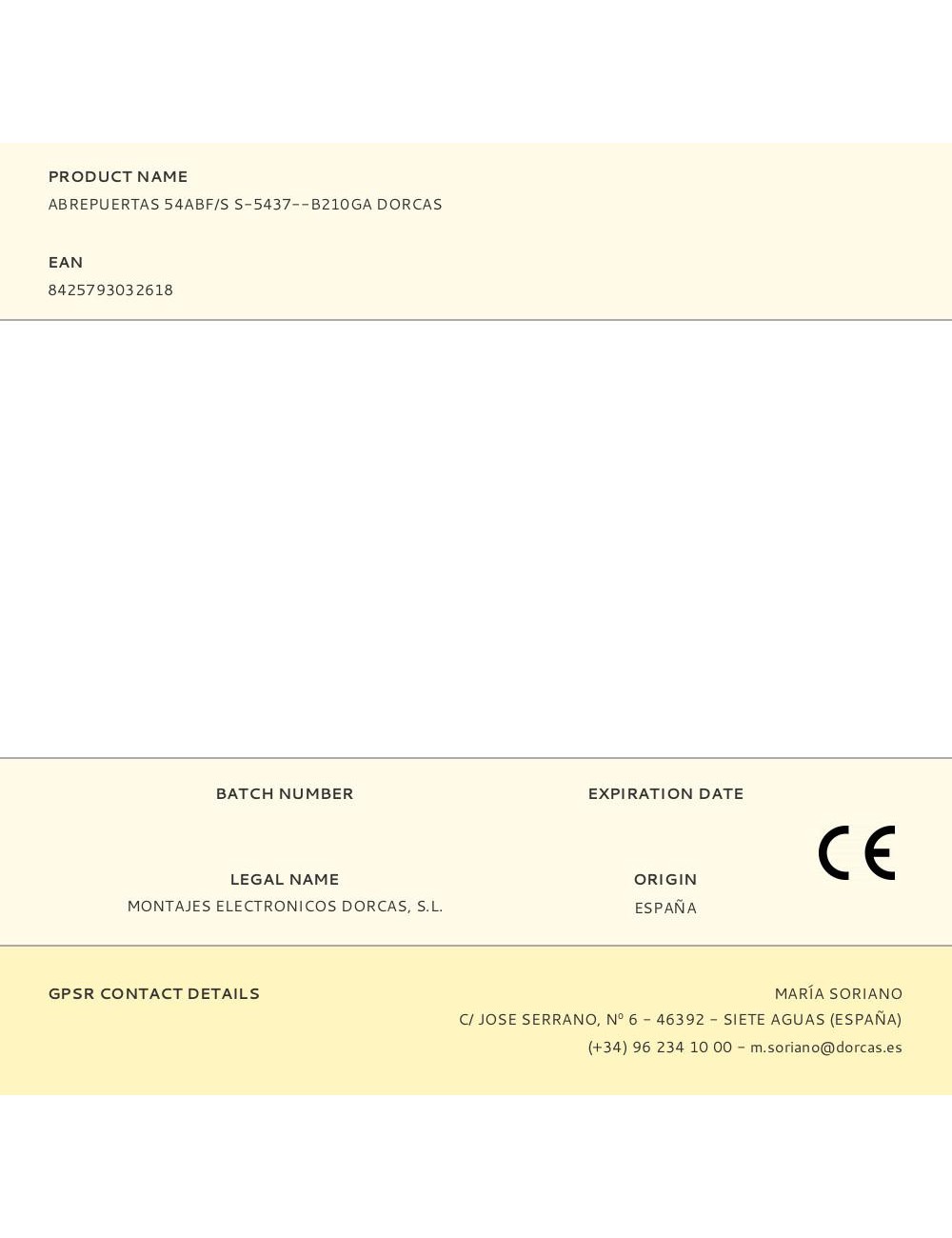 Abrepuertas 54abf/s s-5437--b210ga dorcas