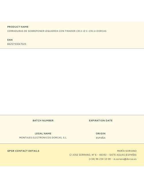 Cerraduras de sobreponer izquierda con tirador c911 iz c-c911i dorcas