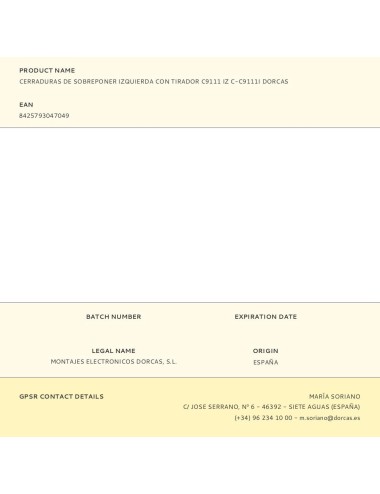 Cerraduras de sobreponer izquierda con tirador c9111 iz c-c9111i dorcas