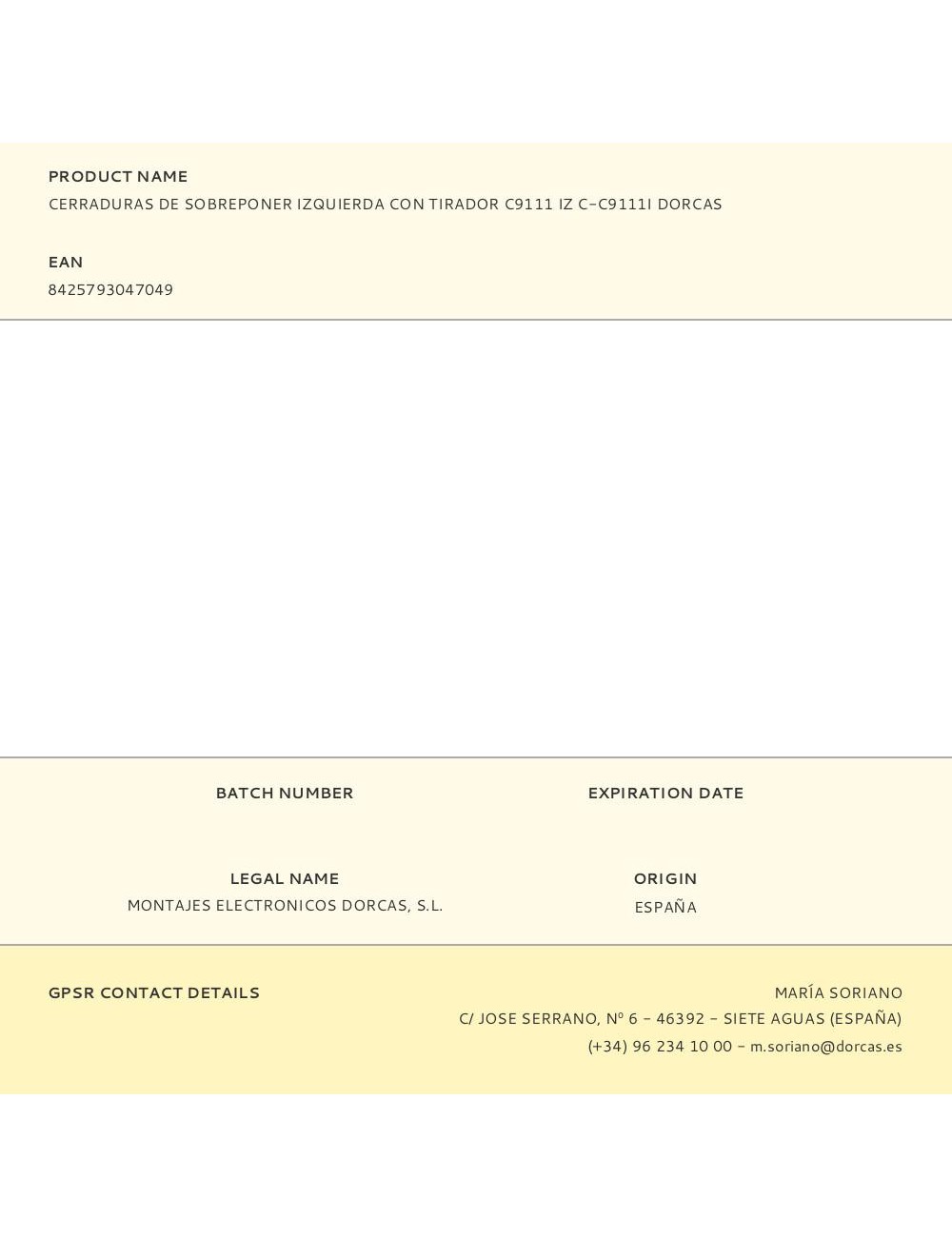 Cerraduras de sobreponer izquierda con tirador c9111 iz c-c9111i dorcas