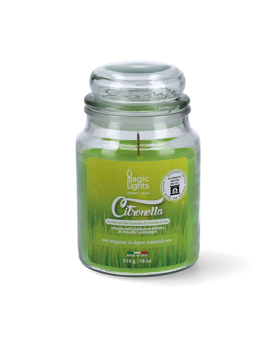 Vela citronela en tarro 510ml magic lights