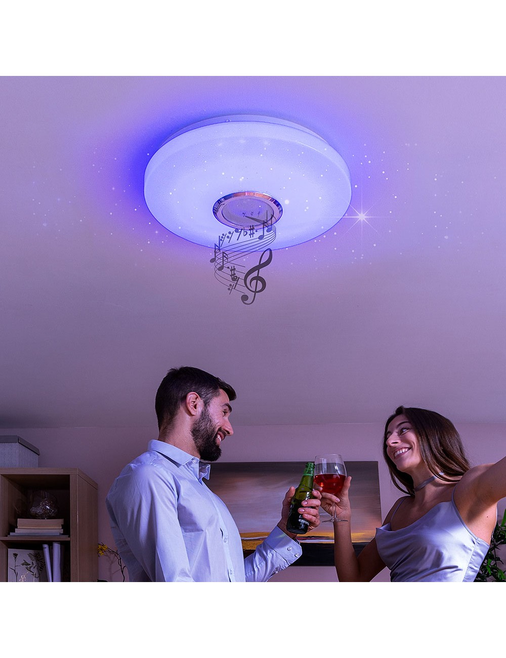 Plafón led circular con altavoz lumavox ø 29 x 7 cm