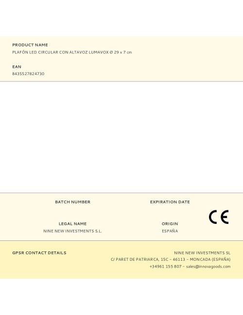 Plafón led circular con altavoz lumavox ø 29 x 7 cm