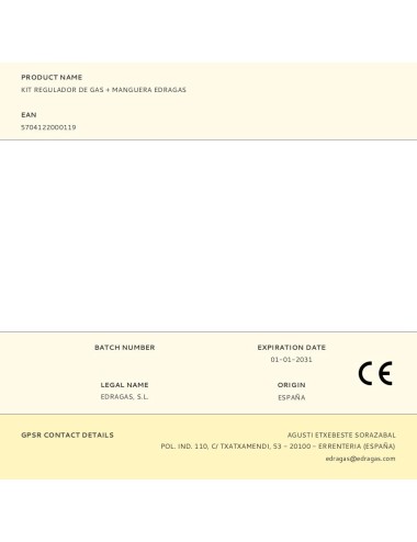 Kit regulador de gas + manguera edragas