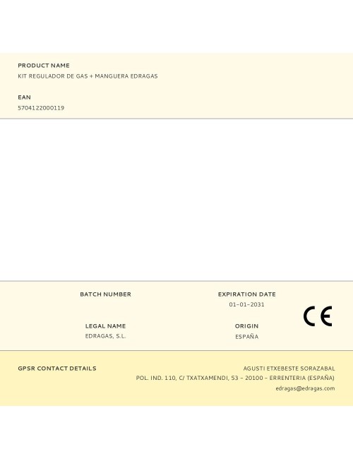 Kit regulador de gas + manguera edragas