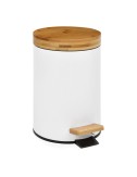Papelera pedal blanca bambú 3 l