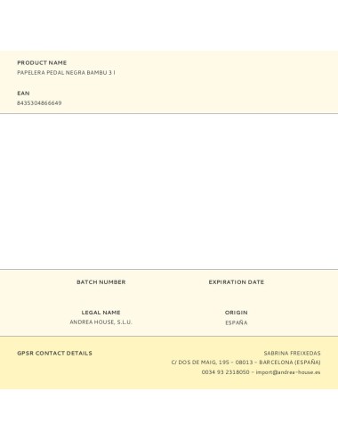 Papelera pedal negra bambu 3 l