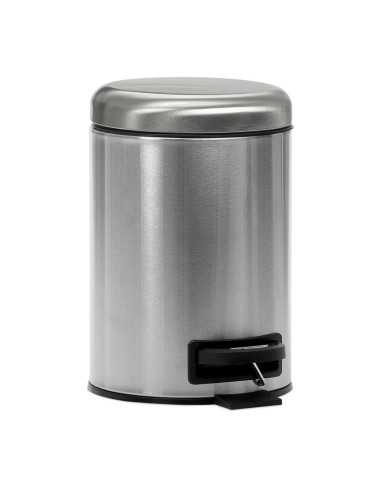 Papelera pedal metal plateada 3 l