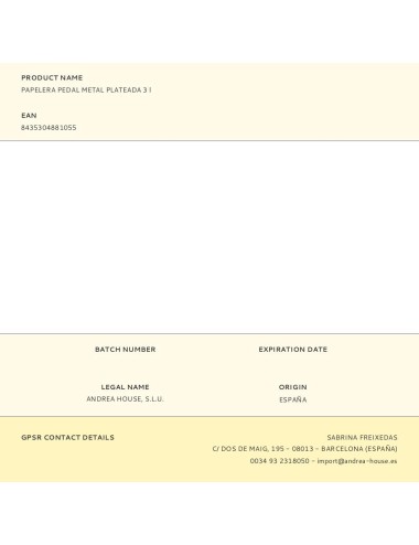 Papelera pedal metal plateada 3 l