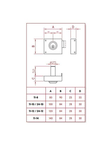 Cerradura de sobreponer solo llave. izquierda jis 11-10i jis