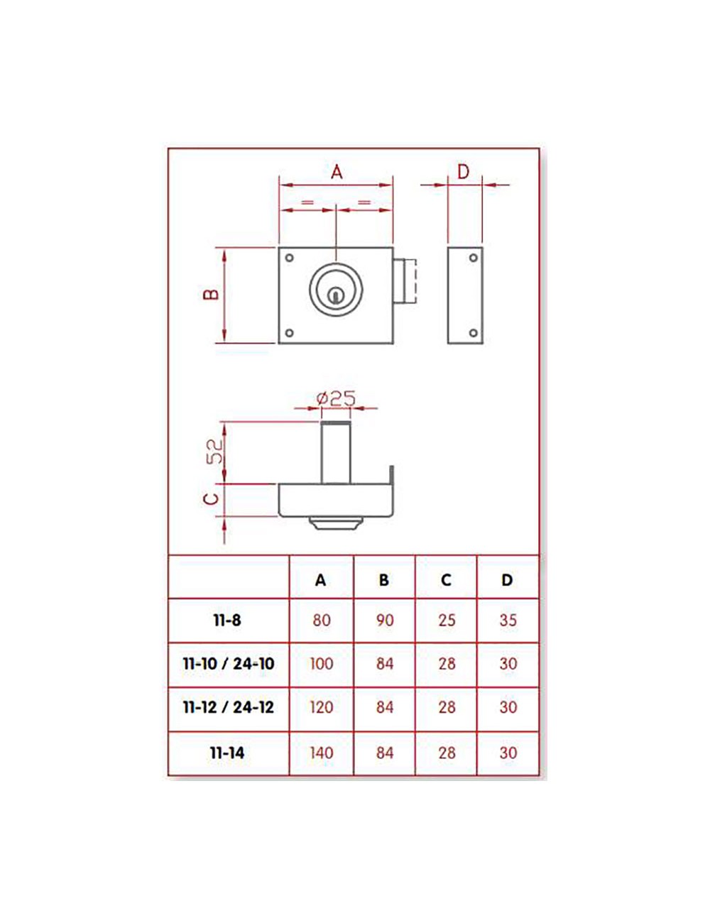 Cerradura de sobreponer solo llave. izquierda jis 11-10i jis