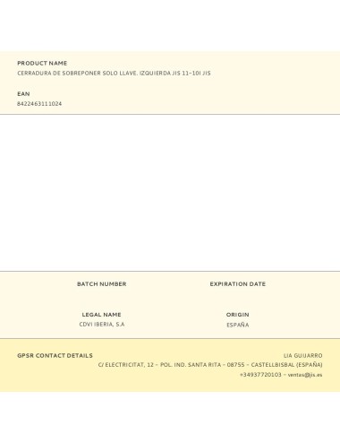 Cerradura de sobreponer solo llave. izquierda jis 11-10i jis