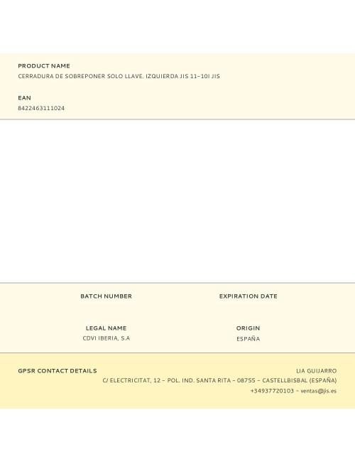 Cerradura de sobreponer solo llave. izquierda jis 11-10i jis