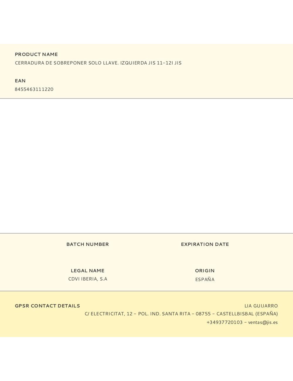 Cerradura de sobreponer solo llave. izquierda jis 11-12i jis