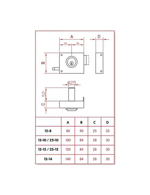 Cerradura de sobreponer golpe y llave. izquierda jis 12-10i jis