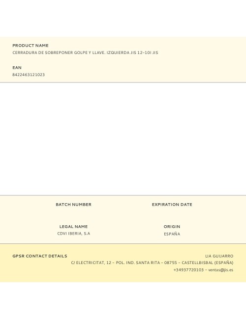 Cerradura de sobreponer golpe y llave. izquierda jis 12-10i jis