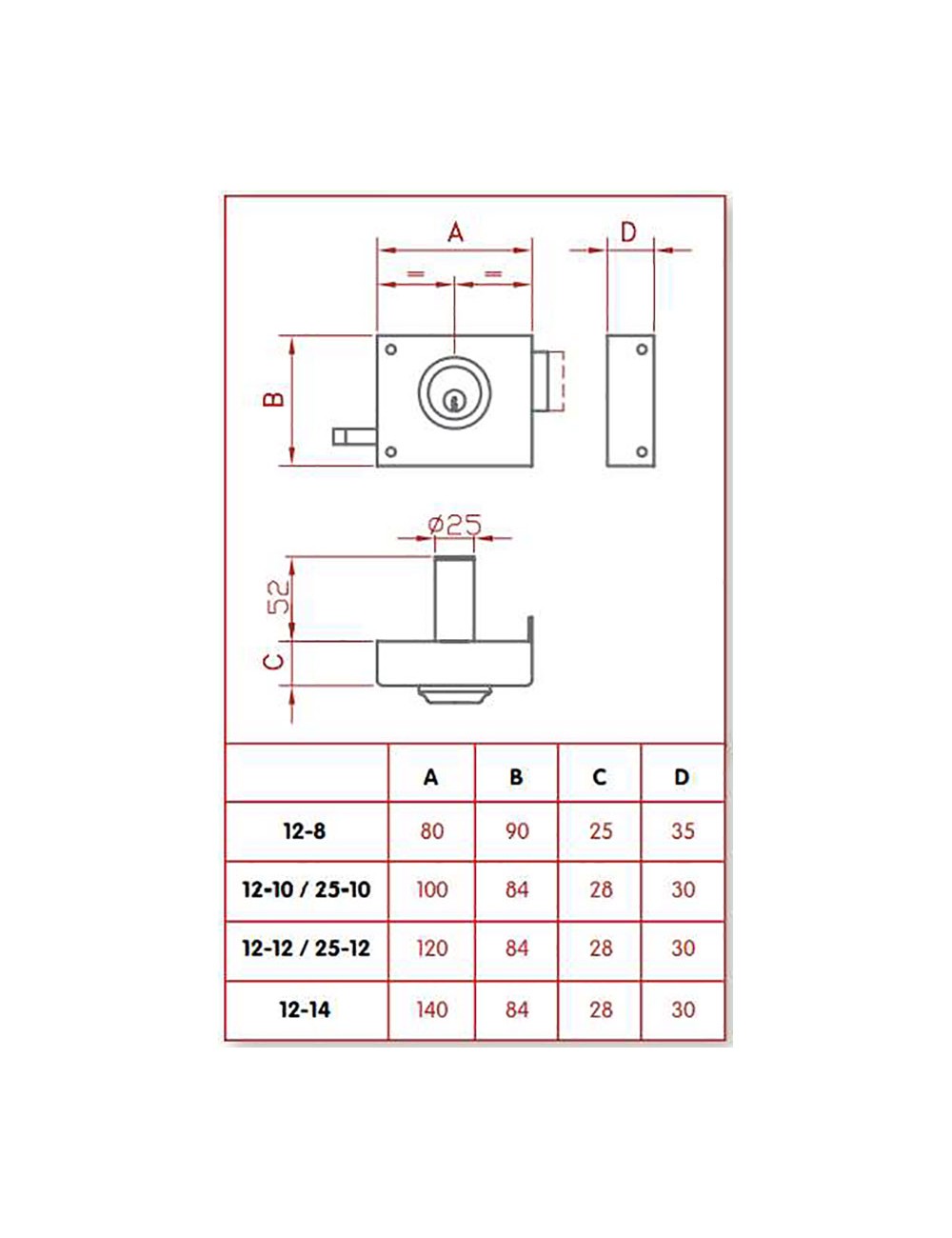 Cerradura de sobreponer golpe y llave. izquierda jis 12-12i jis