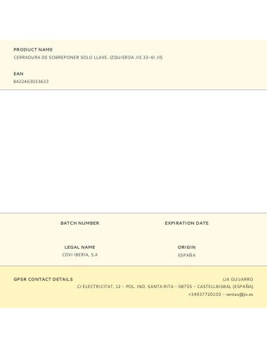 Cerradura de sobreponer solo llave. izquierda jis 33-6i jis