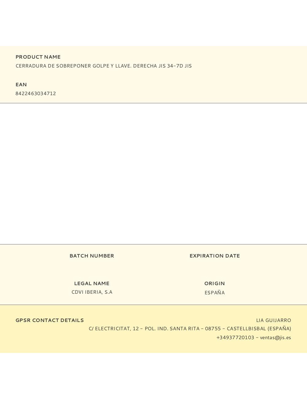 Cerradura de sobreponer golpe y llave. derecha jis 34-7d jis