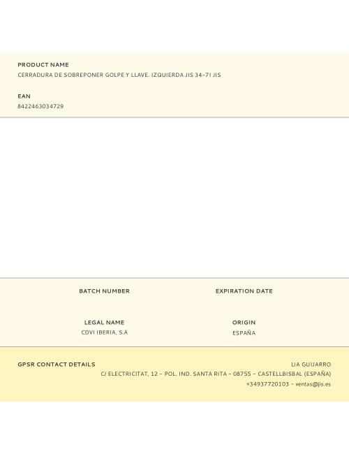 Cerradura de sobreponer golpe y llave. izquierda jis 34-7i jis