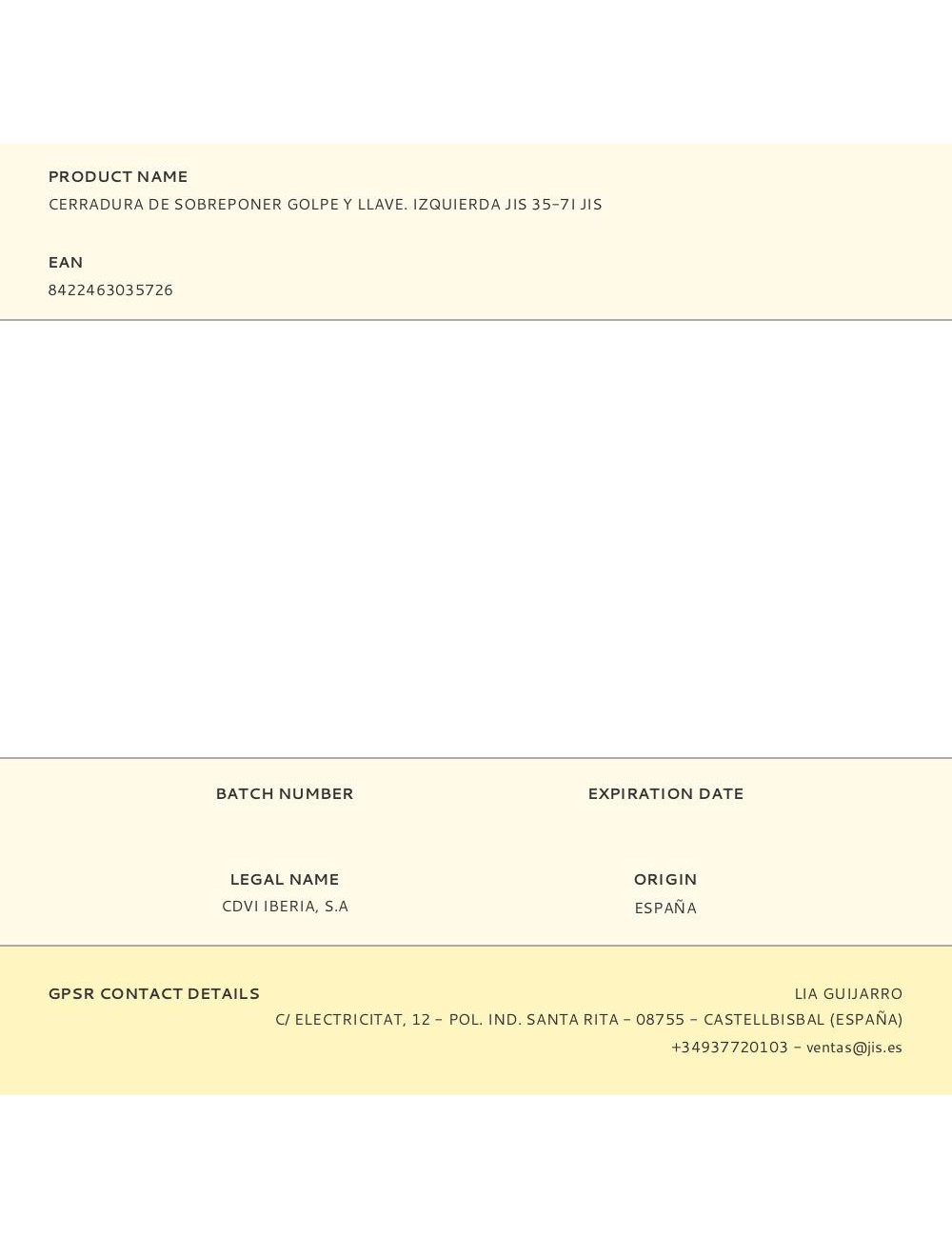 Cerradura de sobreponer golpe y llave. izquierda jis 35-7i jis