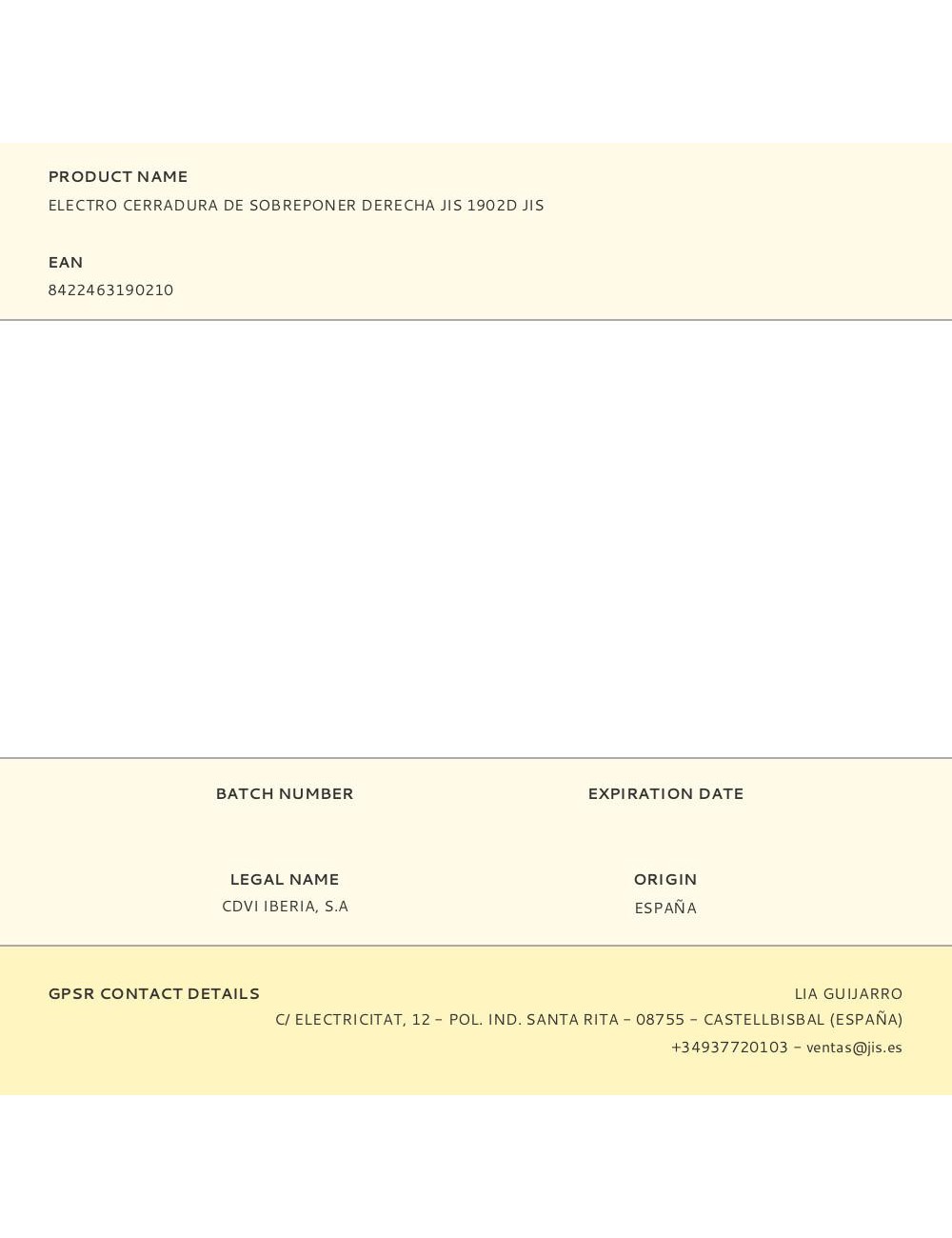 Electro cerradura de sobreponer derecha jis 1902d jis