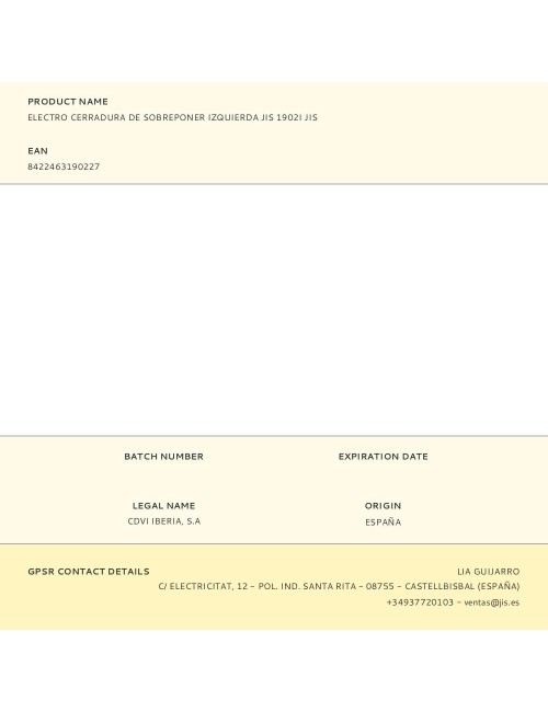 Electro cerradura de sobreponer izquierda jis 1902i jis