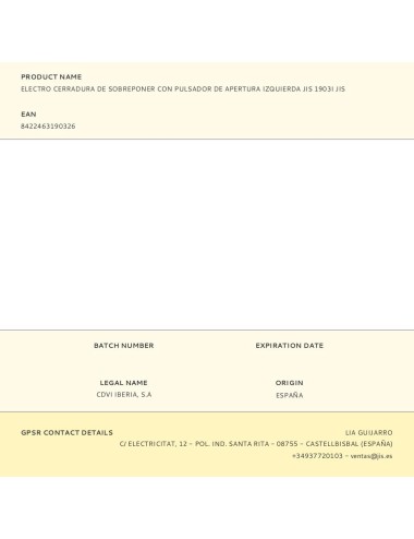 Electro cerradura de sobreponer con pulsador de apertura izquierda jis 1903i jis