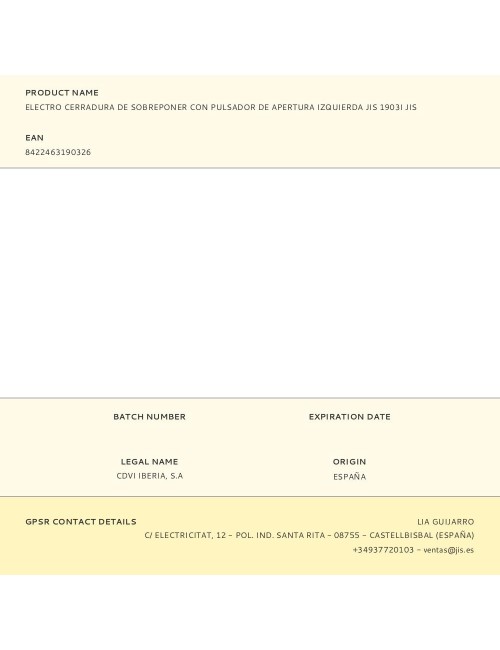 Electro cerradura de sobreponer con pulsador de apertura izquierda jis 1903i jis