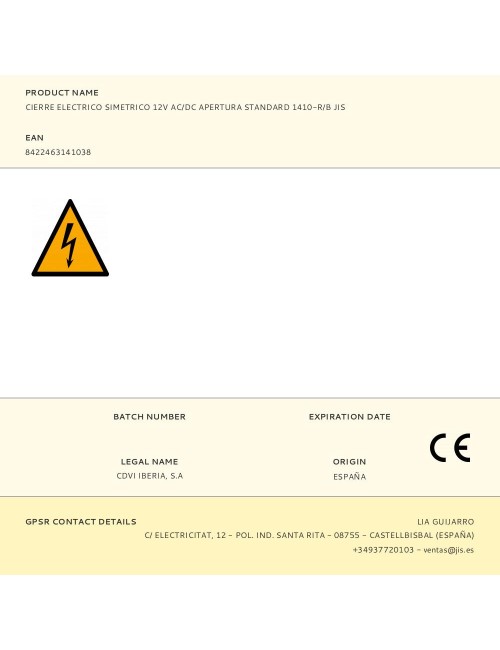 Cierre electrico simetrico 12v ac/dc apertura standard 1410-r/b jis
