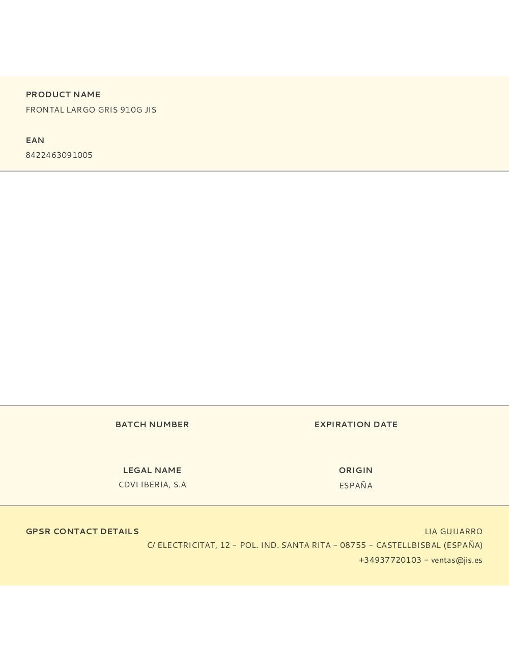 Frontal largo gris 910g jis