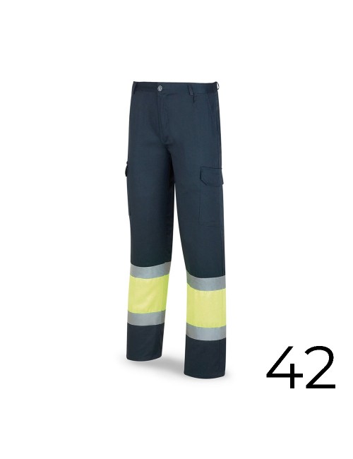 Pantalon poliester/algodón bicolor alta visibilidad azul/amarillo talla 42 388pfxyfa/42