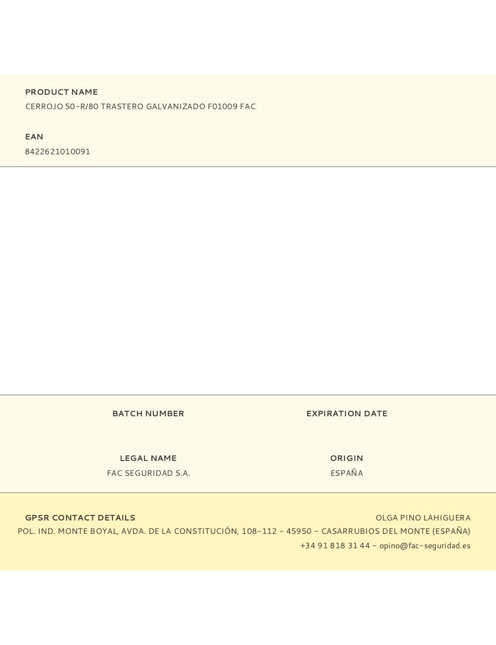 Cerrojo 50-r/80 trastero galvanizado f01009 fac