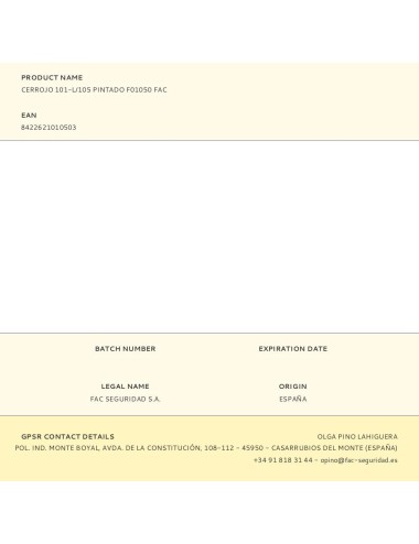 Cerrojo 101-l/105 pintado f01050 fac