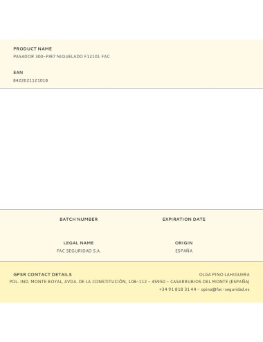 Pasador 300-p/87 niquelado f12101 fac