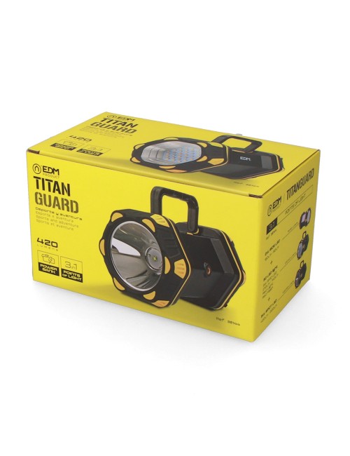 Linterna led de mano titan guard, recargable, 3 puntos de luz