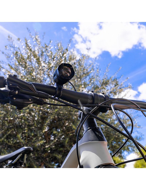 Foco led de aluminio recargable 180 lm, 50 lm, flash. función frontal / bicicleta