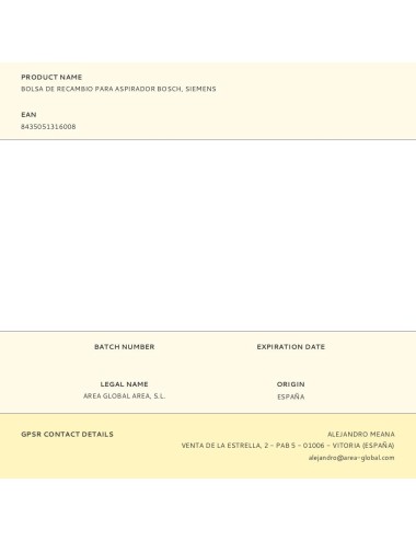 Bolsa de recambio para aspirador bosch, siemens