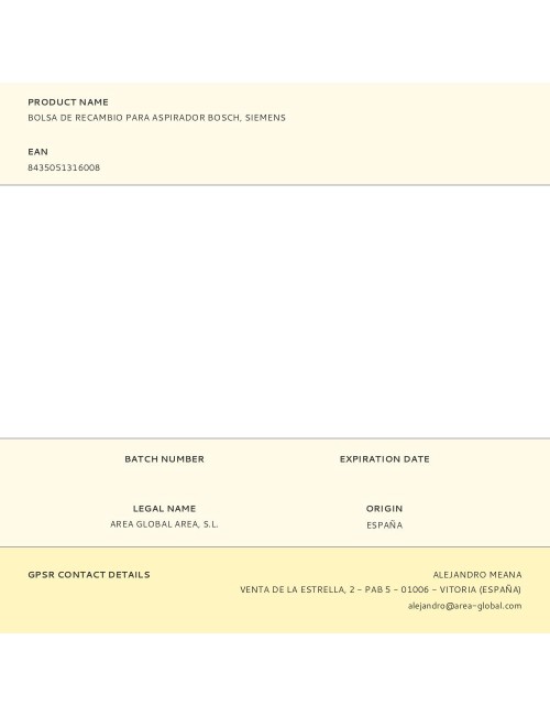 Bolsa de recambio para aspirador bosch, siemens