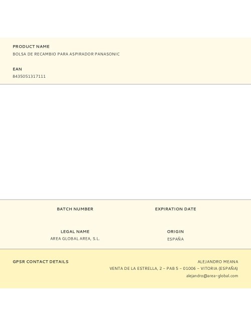 Bolsa de recambio para aspirador panasonic