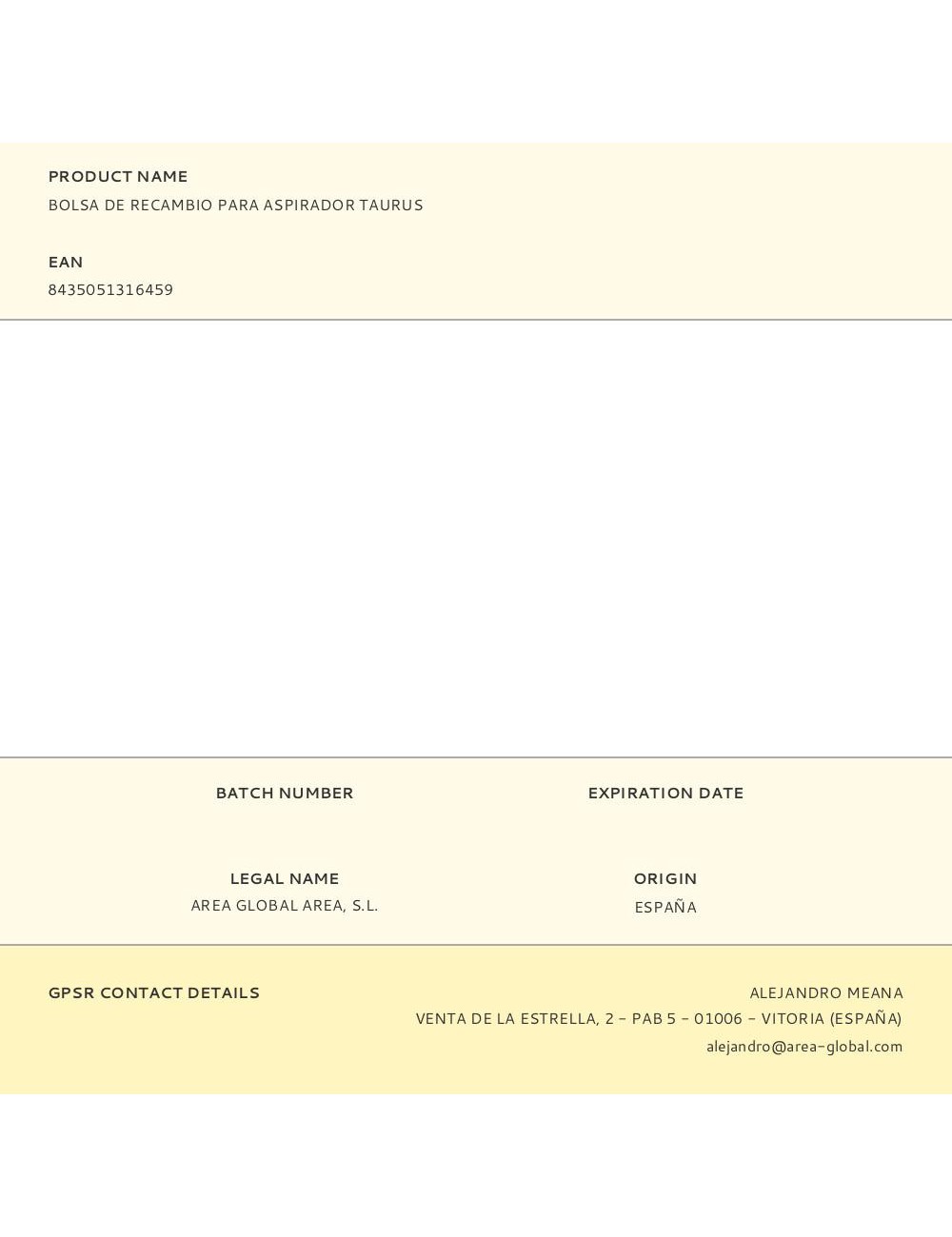 Bolsa de recambio para aspirador taurus