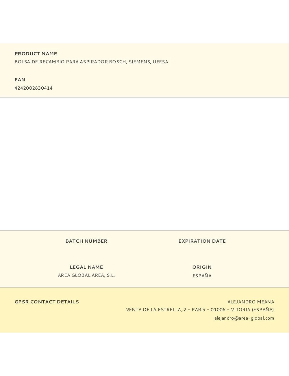 Bolsa de recambio para aspirador bosch, siemens, ufesa