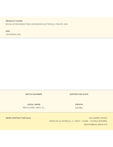 Bolsa de recambio para aspirador electrolux, philips, aeg