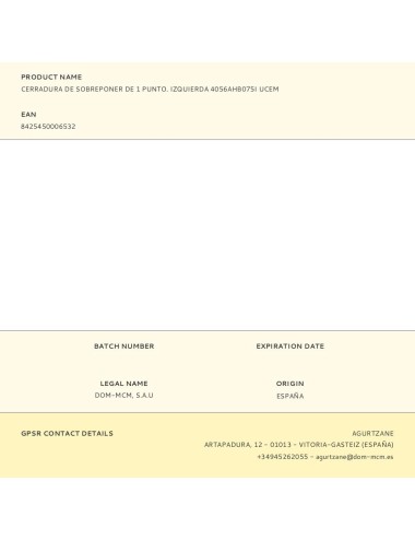 Cerradura de sobreponer de 1 punto. izquierda 4056ahb075i ucem