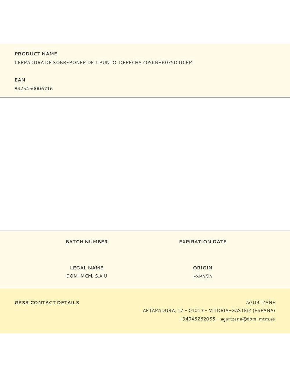 Cerradura de sobreponer de 1 punto. derecha 4056bhb075d ucem